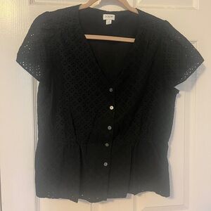 Black Jcrew Eyelet top